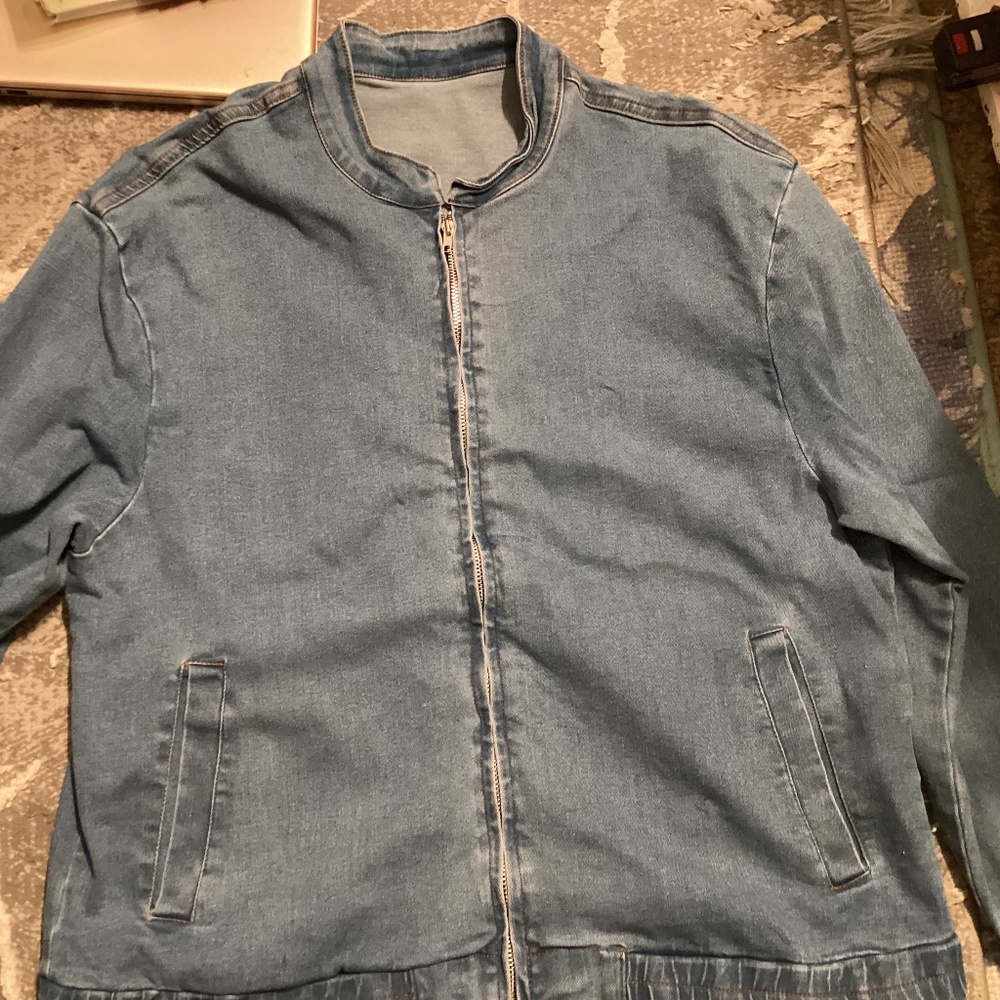 Zip up pocket denim (like) jacket medium wash